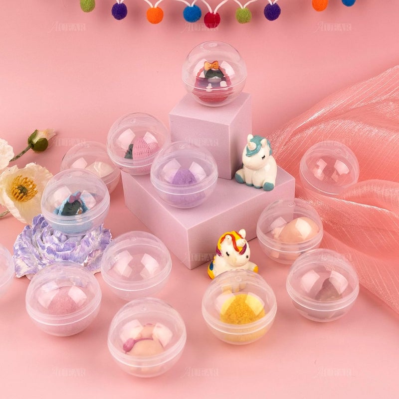 AUEAR , 50 Pack Translucent Small Round Capsules 2 Inch Vending Machine Empty Plastic Gumball Containers for Party Favor Prize - Image 4